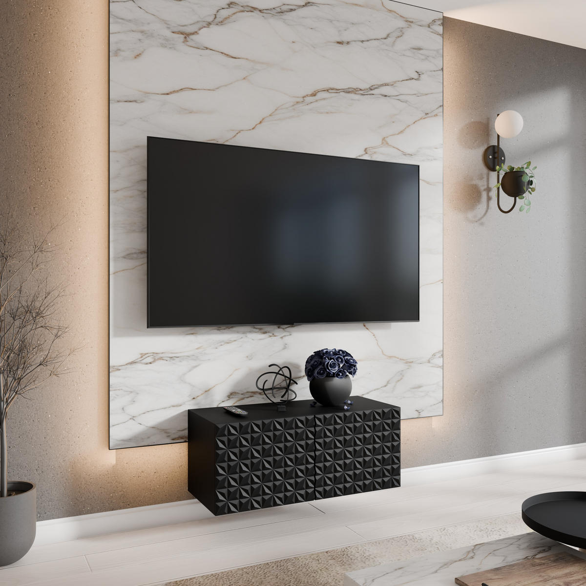 TV-SCHRANK Cali 100 cm, zweitürig, schwarz - Schwarz, Kunststoff (100/40/41cm) - Margaret Hadas24