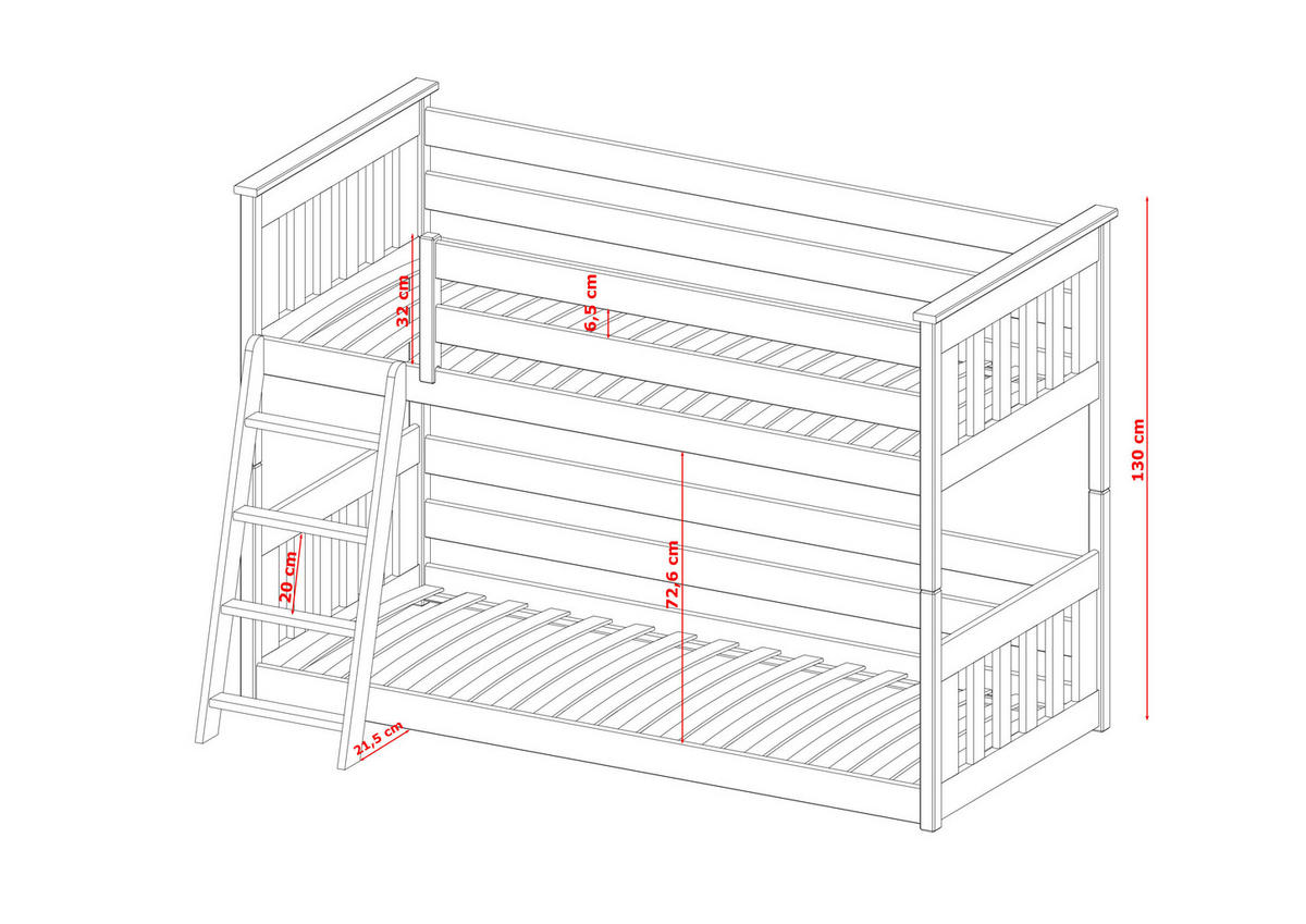 ETAGENBETT WEIß - Weiß, Holz (90/200cm) - FURNLUX
