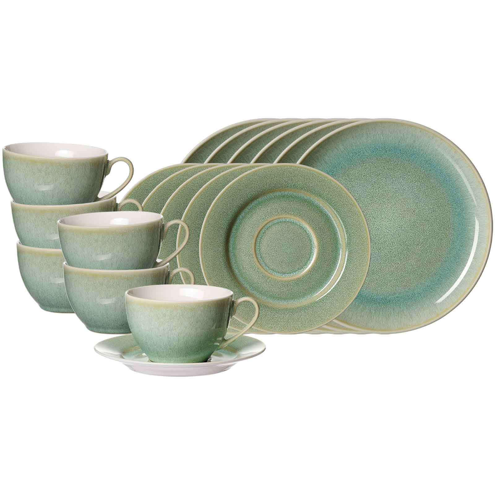 KAFFEESERVICE Borneo grün 18er Set - Grün, Keramik (1/1/1cm) - Ritzenhoff Breker