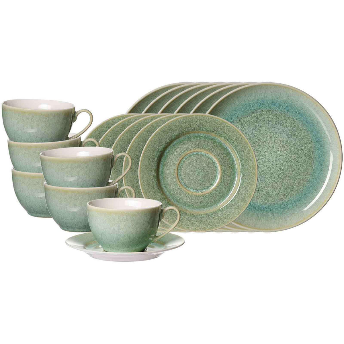 KAFFEESERVICE Borneo grün 18er Set - Grün, Keramik (1/1/1cm) - Ritzenhoff Breker