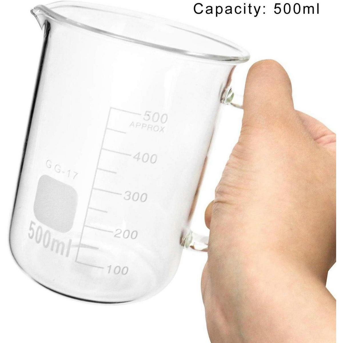 MESSBECHER mit Griff 500 ml Borosilikatglas - Transparent, Glas (0.5L)