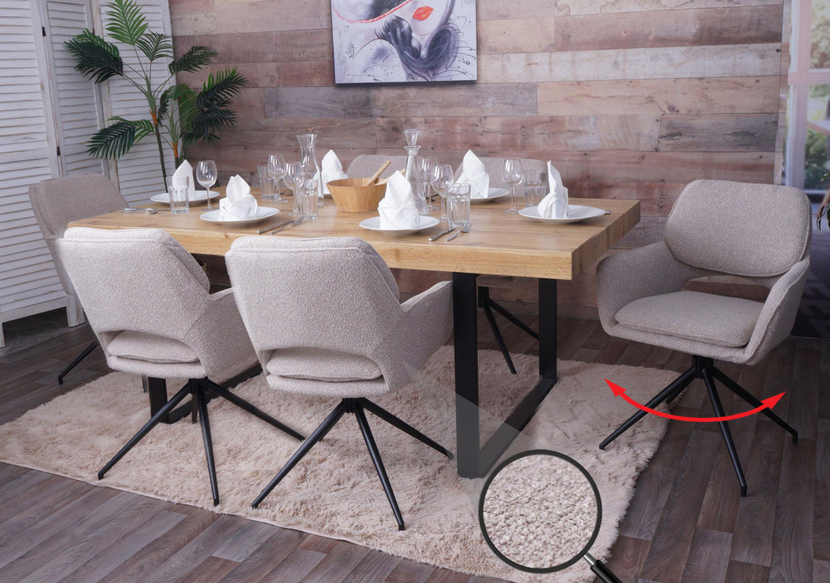 ESSZIMMERSTUHL Beige 6er-Set - Beige, Textil (57/86/61cm) - MCW