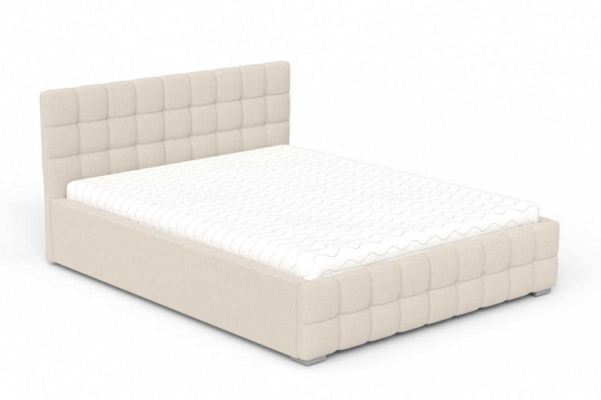 POLSTERBETT LIVO 160/200 in Velours Creme - Creme, Holzwerkstoff/Textil (160/200cm) - Deine Möbel 24