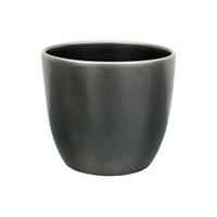 BLUMENTOPF Sylt Keramik rund glänzend Dunkelsilber Metallic 11/9 cm - Silberfarben, Keramik (9.5cm) - LENI