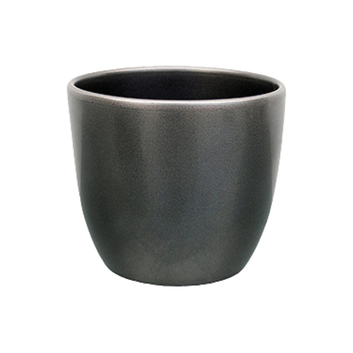 BLUMENTOPF Sylt Keramik rund glänzend Dunkelsilber Metallic 11/9 cm - Silberfarben, Keramik (9.5cm) - LENI