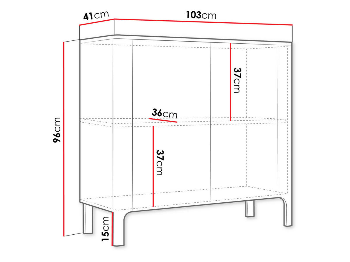 KOMMODE Malumi MM02 2D - Eichefarben/Naturfarben, Holzwerkstoff/Metall (103/96/41cm) - MIRJAN24