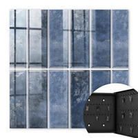 SCHLÜSSELBOX Schwarz 30x30 cm- Türöffnung nach rechts - Blaue Fliesen - Blau, Metall (30/30/5cm) - TULUP