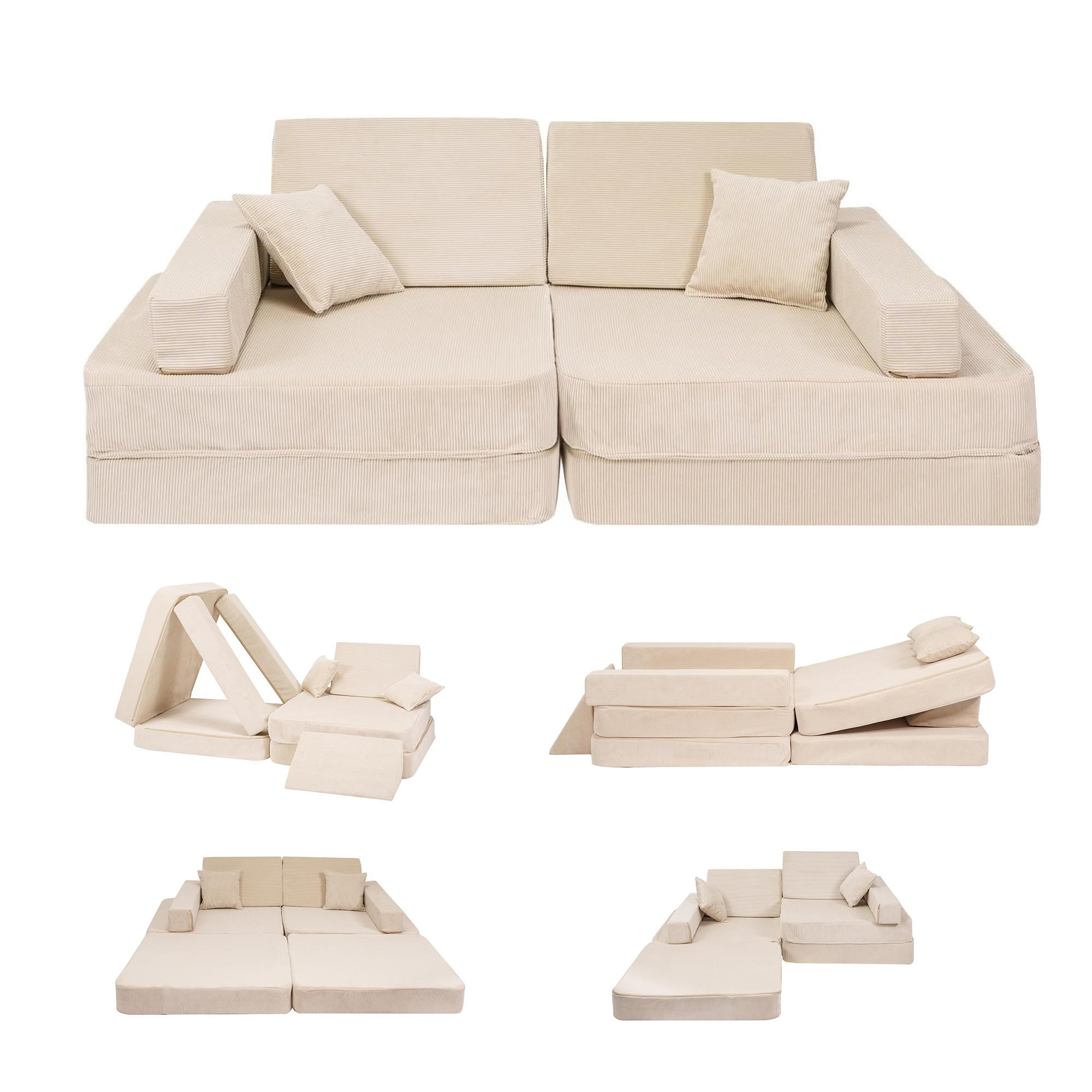 KINDERSOFA, Angelove, Cordsamt, Beige - Beige, Textil (160/48/80cm) - MeowBaby