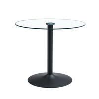 BISTROTISCH aus Glas und Metall 85x85x76 cm Transparent/Schwarz pflegeleicht mit stabilem Rundgestell - Schwarz, Holzwerkstoff (85/85/76cm) - Modfu