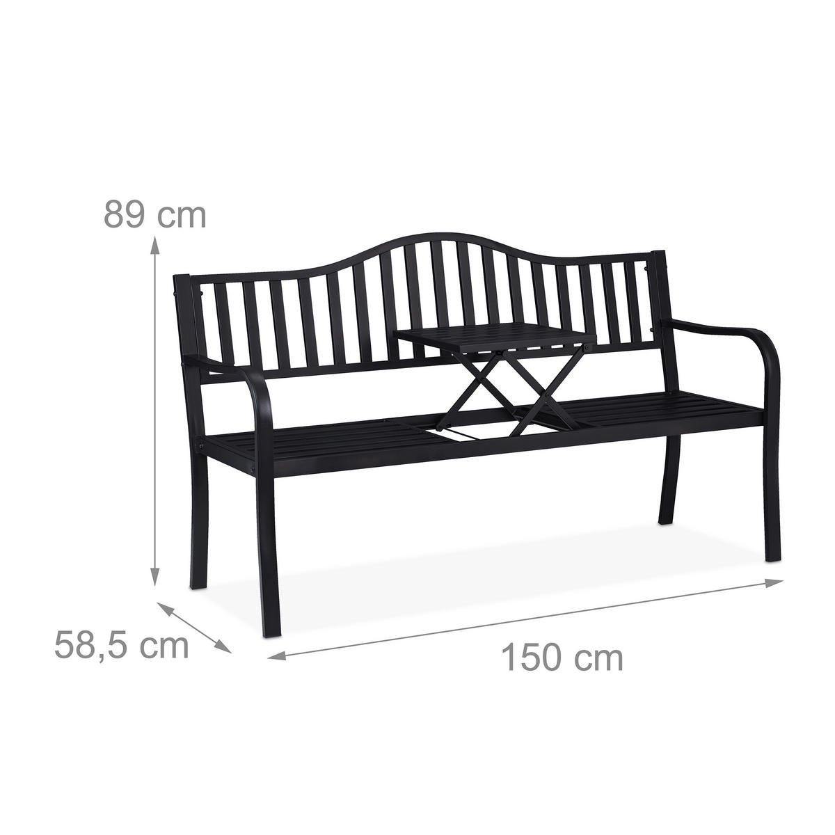GARTENBANK - Schwarz, Metall (150/89/58.5cm) - Relaxdays