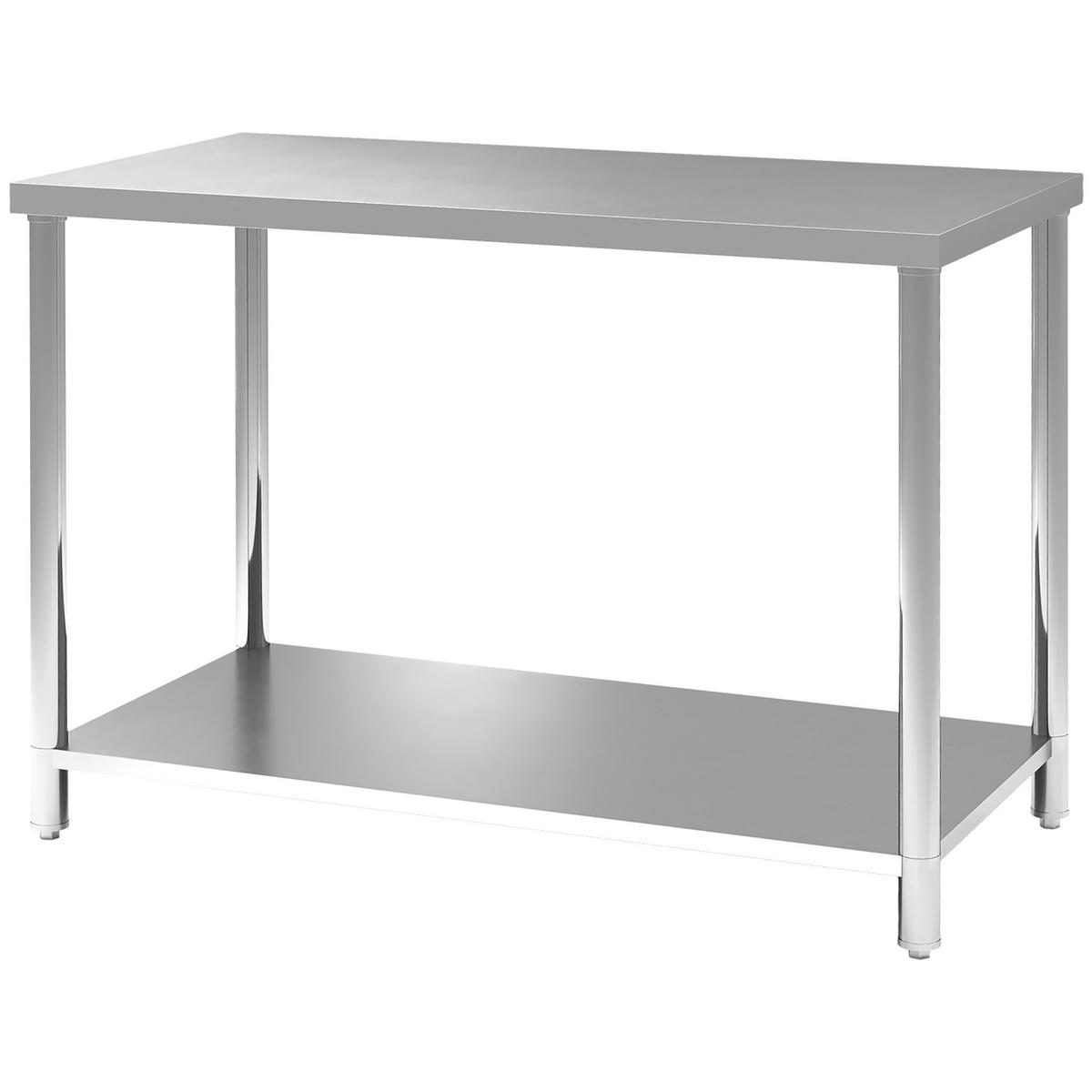 WERKBANK DE-18997 Edelstahl, 2 Ablagen, 120x60 cm Silber - Silberfarben, Metall (60/86/120cm) - ComfortXL