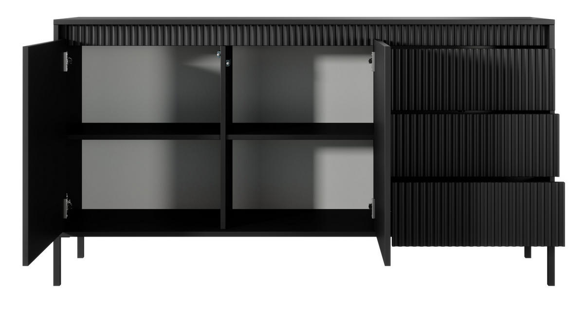 KOMMODE 154 cm Santori mit Schubladen, Schwarz - Schwarz, Holz (154/81/40cm) - Emporius