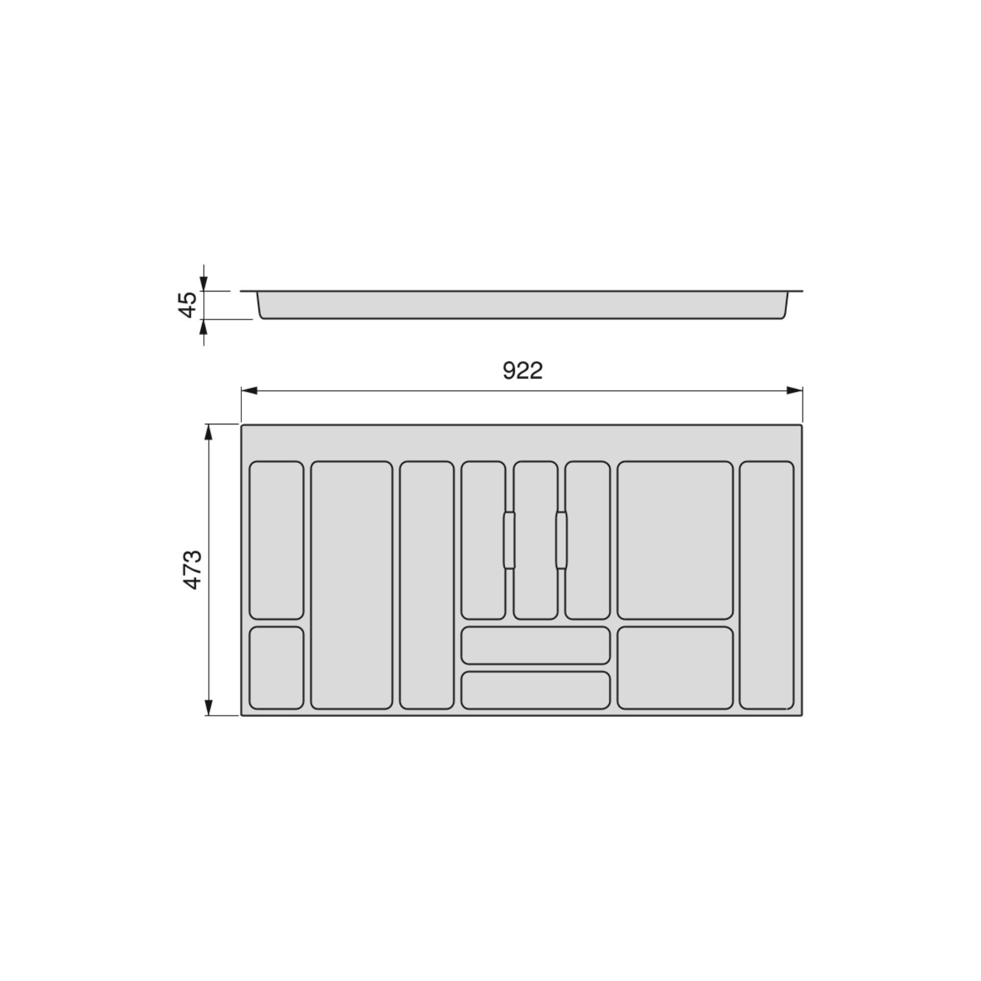 BESTECKEINSATZ Optima Vertex/Concept, Tiefe 500mm, 16mm Plattenstärke, Modul 1000mm, Kunststoff, weiss - Weiß, Kunststoff (96.5/5/52cm) - EMUCA