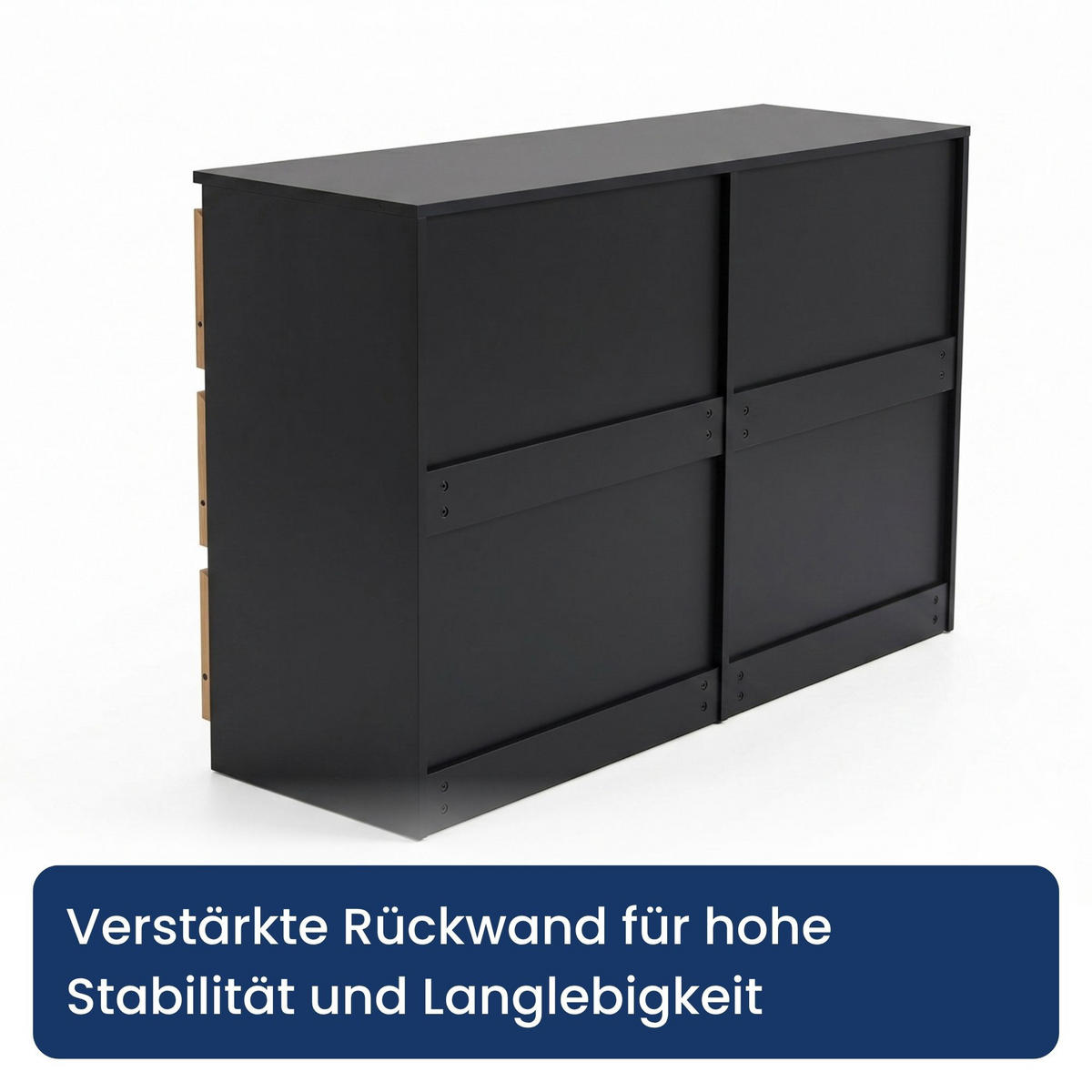 KOMMODE mit fünf Schubladen in Schwarze Craft-Eiche - Schwarz/Naturfarben, Holzwerkstoff (120/77/40cm) - Home Collective