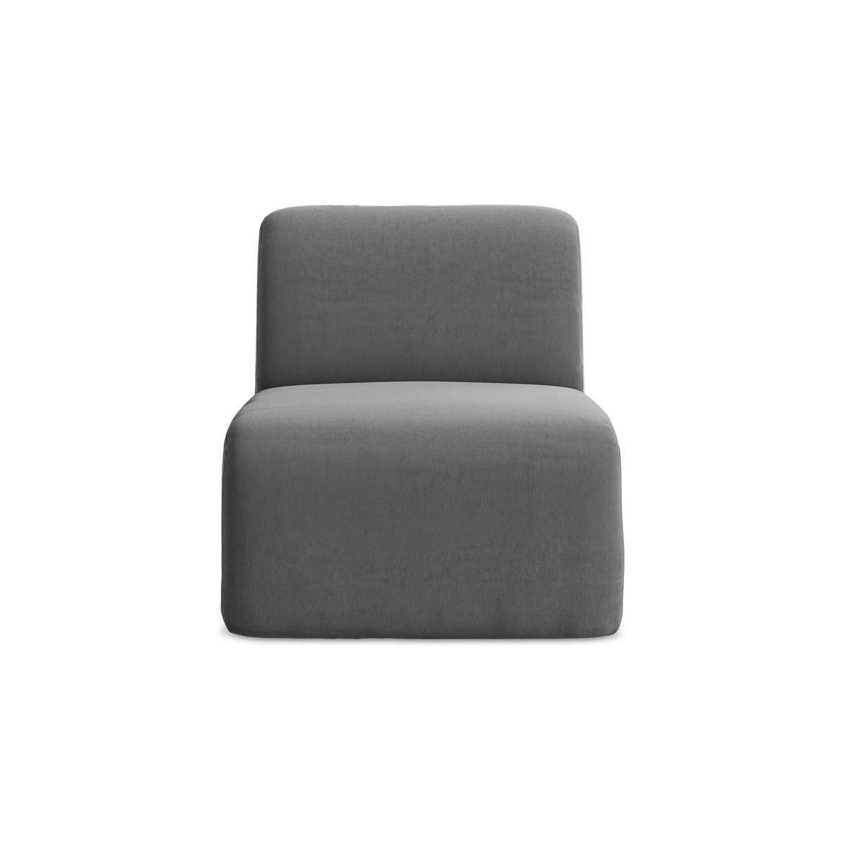 SOFAELEMENT Samt Stoff Grau - Edelstahlfarben/Schwarz, Holzwerkstoff/Kunststoff (70/75/94cm) - LaMiaSofa