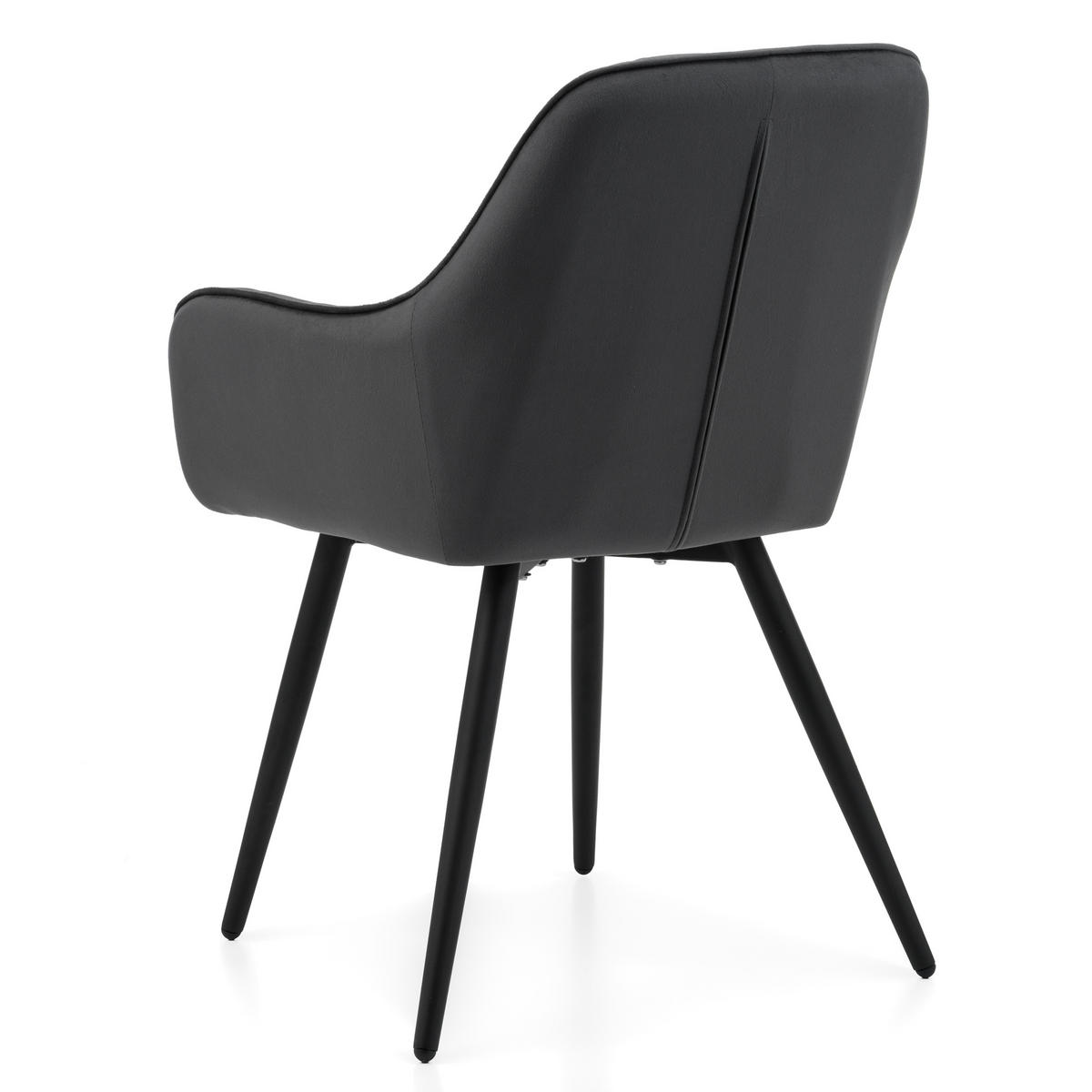 STUHL COLIN gespolsterter mit Steppung - grau - Samt Velours - Schwarz/Grau, Textil/Metall (58/87/61cm) - NEW HOME