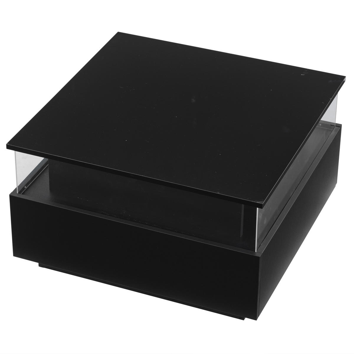 COUCHTISCH aus Spanplatte 70x70x41 cm Schwarz mit LED-Beleuchtung, 2 Schubladen und Präsentationsbereich - Schwarz, Holzwerkstoff (70/70/41cm) - IVMEU