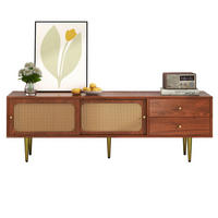TV-SCHRANK in Walnuss mit Schiebetüren in Rattan-Optik 160/40/60 cm - Walnussfarben, Holzwerkstoff (160/60/40cm) - Redom