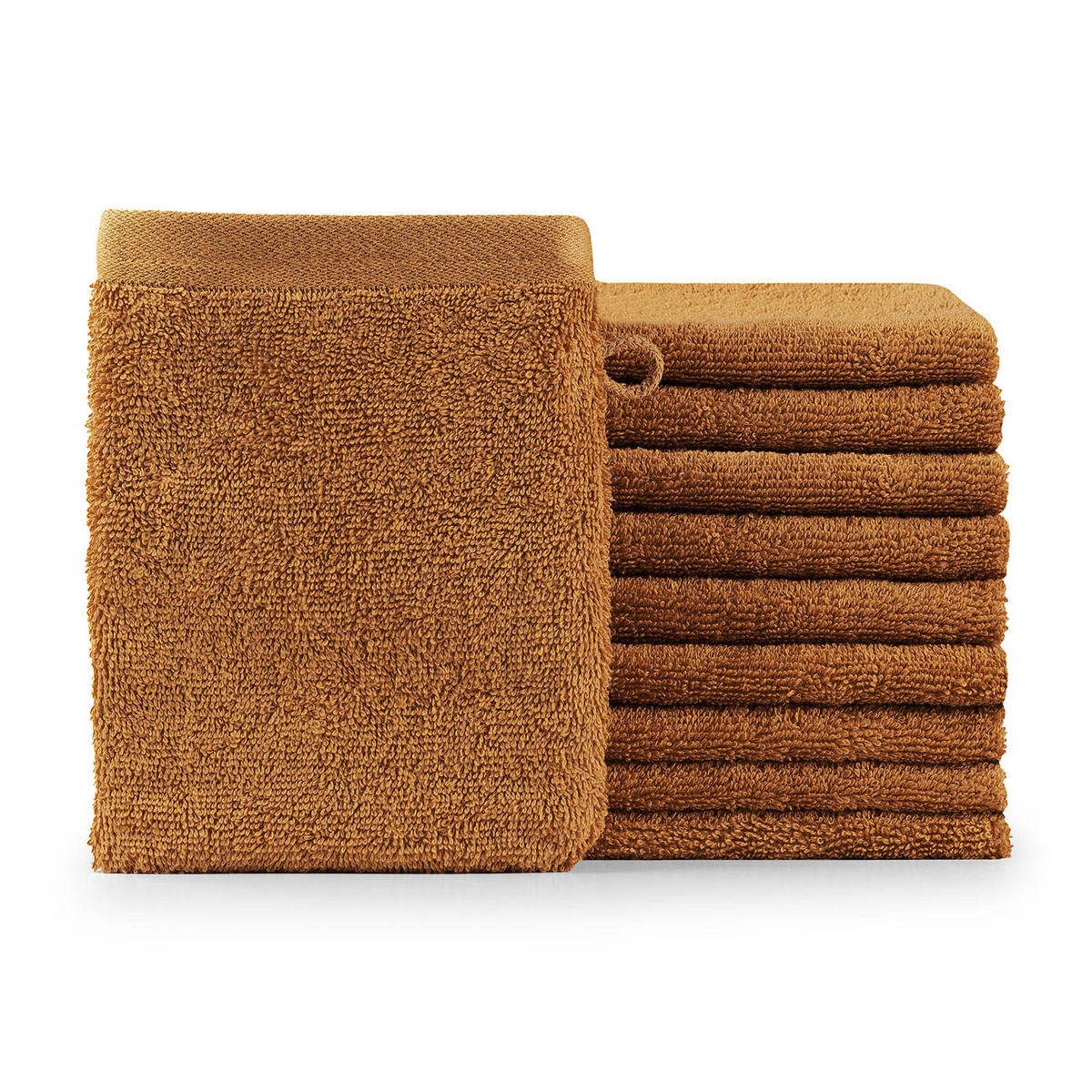WASCHLAPPEN 10er-Set, 10x Waschlappen 15/20 cm, Braun - Hellbraun, Textil (15/20cm) - Blumtal