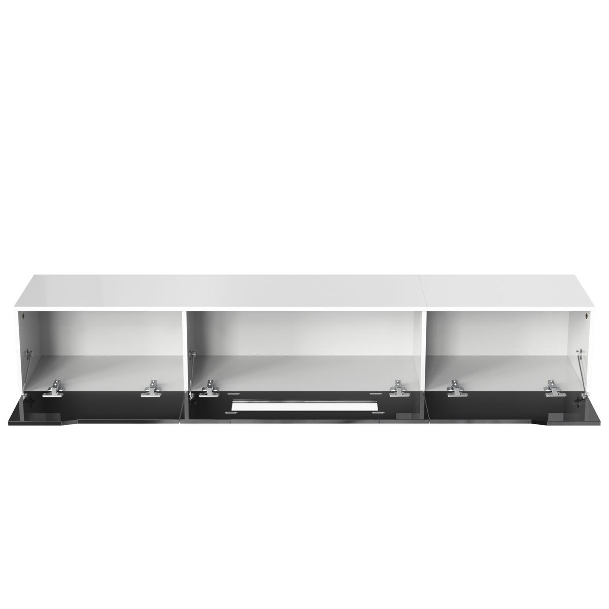 TV-SCHRANK Weiß und Schwarz 180/30/35cm - Weiß, Glas/Holzwerkstoff (30/35/180cm) - Urban Meuble