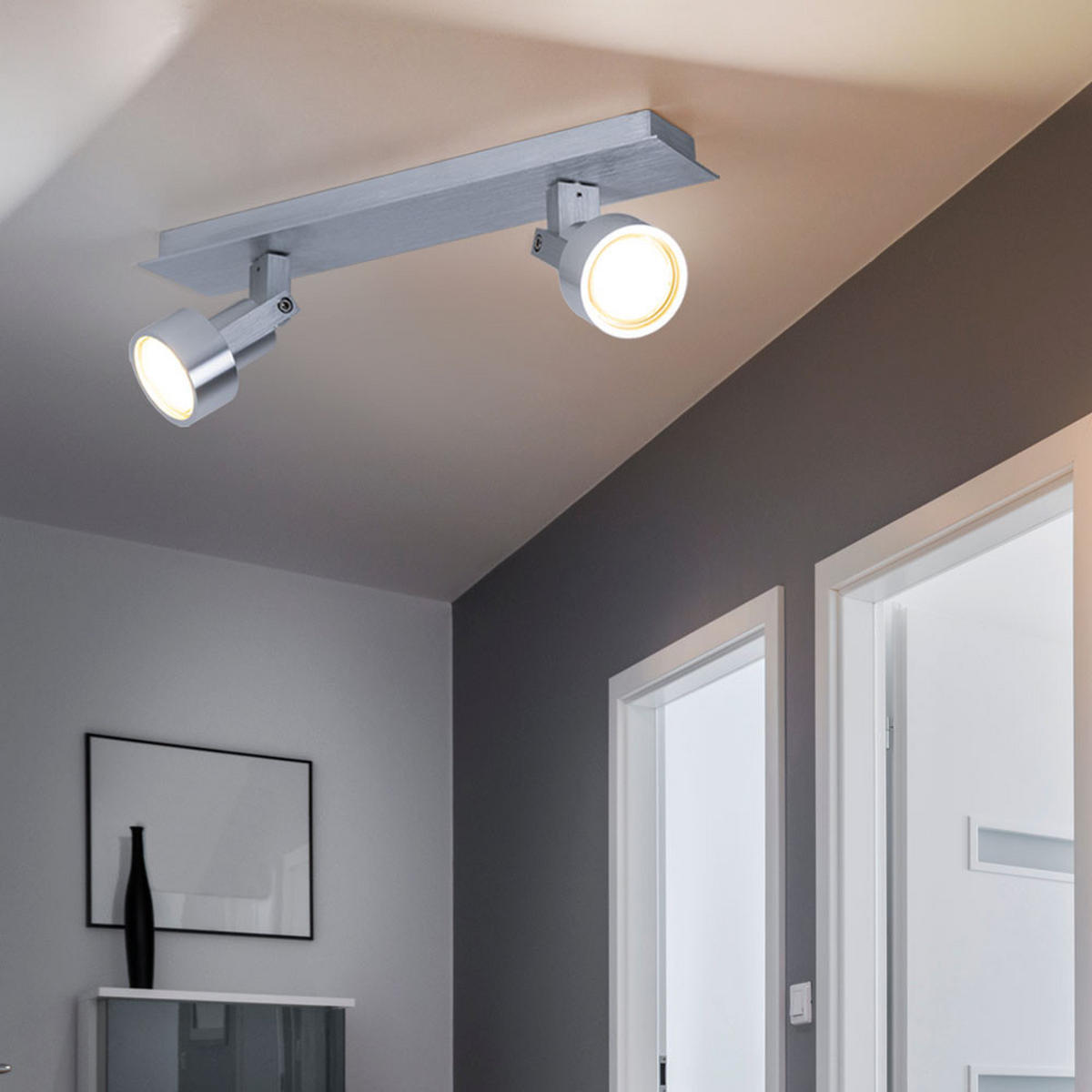 LED DECKENLEUCHTE Chrom Silber - Silberfarben, Metall (34/7/14cm) - Globo Lighting