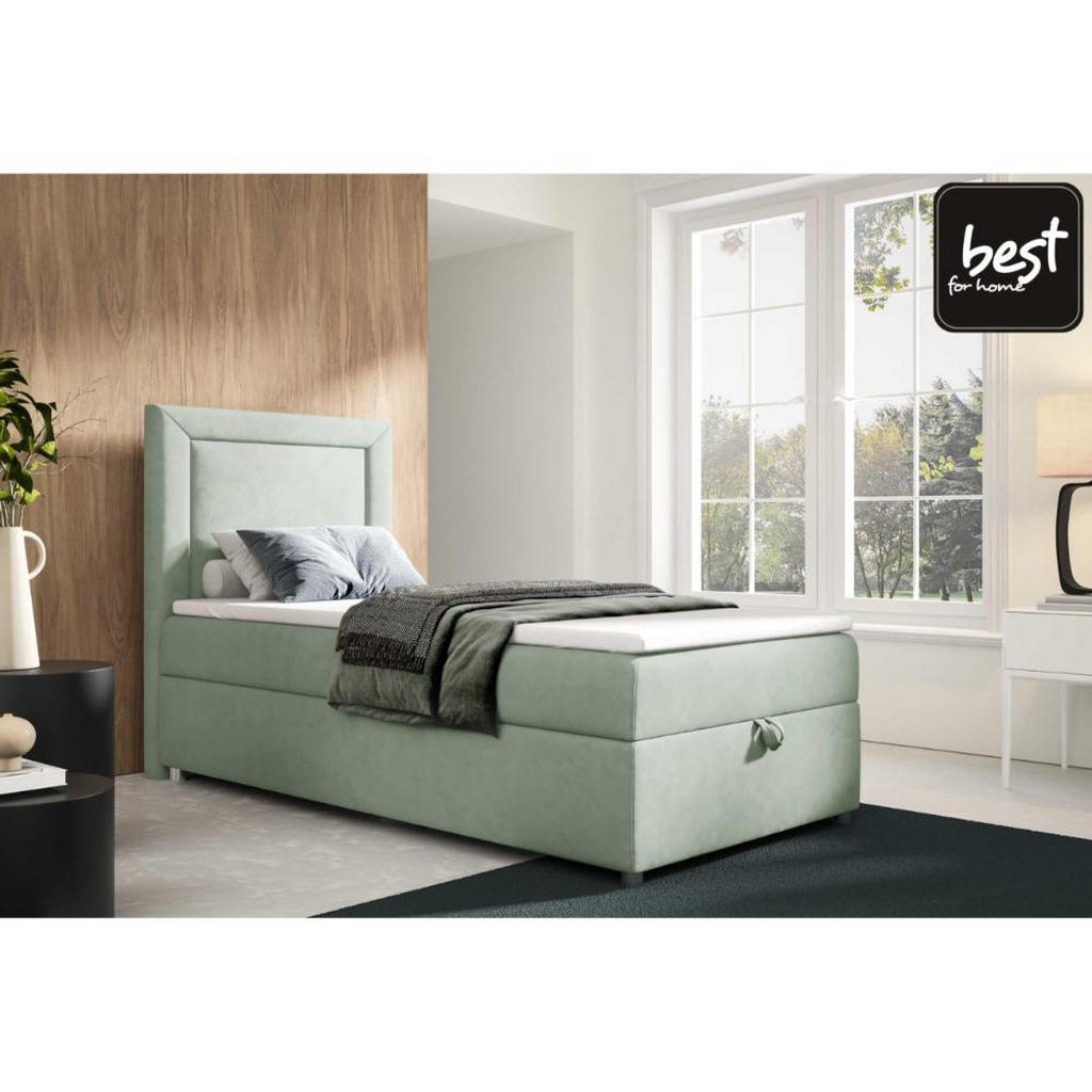 Thumbnail - Best For Home Boxbett, Mintgrün, Textil, Höhe ca. 18 cm, Rechteckig, 70x200 cm, Schlafzimmer, Betten, Boxspringbetten