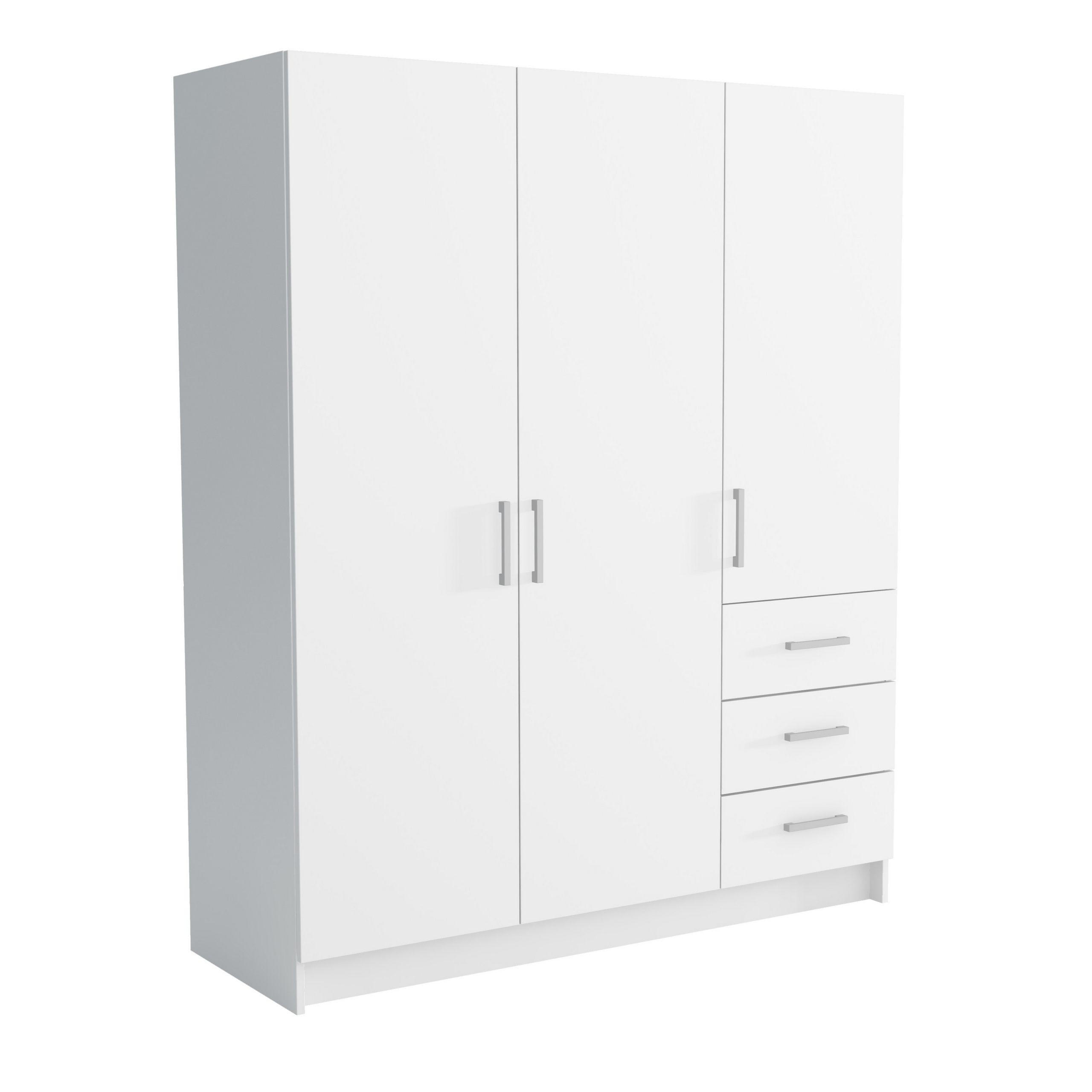 DREHTÜRENSCHRANK PINELLO 114/177/50 cm 3-türig Weiß - Weiß, Holzwerkstoff (114/177/50cm) - MASSENO