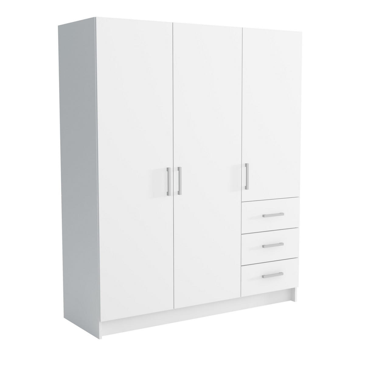DREHTÜRENSCHRANK PINELLO 114/177/50 cm 3-türig Weiß - Weiß, Holzwerkstoff (114/177/50cm) - MASSENO