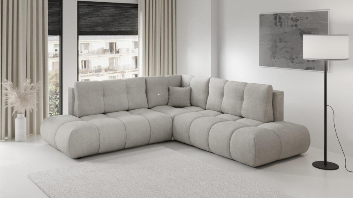 ECKSOFA Hellgrau SOHI Flow 16 Ausziehbar Mit Schlaffunktion - Hellgrau/Grau, Textil (266.5/266.5cm) - Sepro Meble