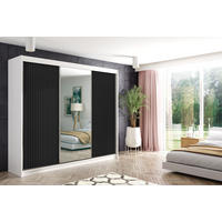 KLEIDERSCHRANK RYFLO mit LED - 250 - Weiß|Schwarz - Schwarz/Weiß, Holzwerkstoff (250/215/61cm) - ALTDECOR