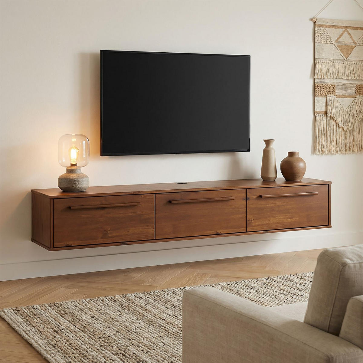 LOWBOARD TECCA Kastanie - Kastanienfarben, Holz (180/30/34cm) - IDIMEX