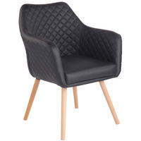 ARMLEHNENSTUHL Lederlook Schwarz - Eukalyptusholzfarben/Schwarz, Holz/Textil (63/84/61cm) - CLP