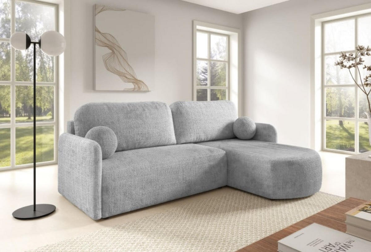 ECKSOFA Hellgrau BONO Mit Schlaffunktion Bezogen Mit Cremona Stoff - Grau, Textil (212/160cm) - Sepro Meble