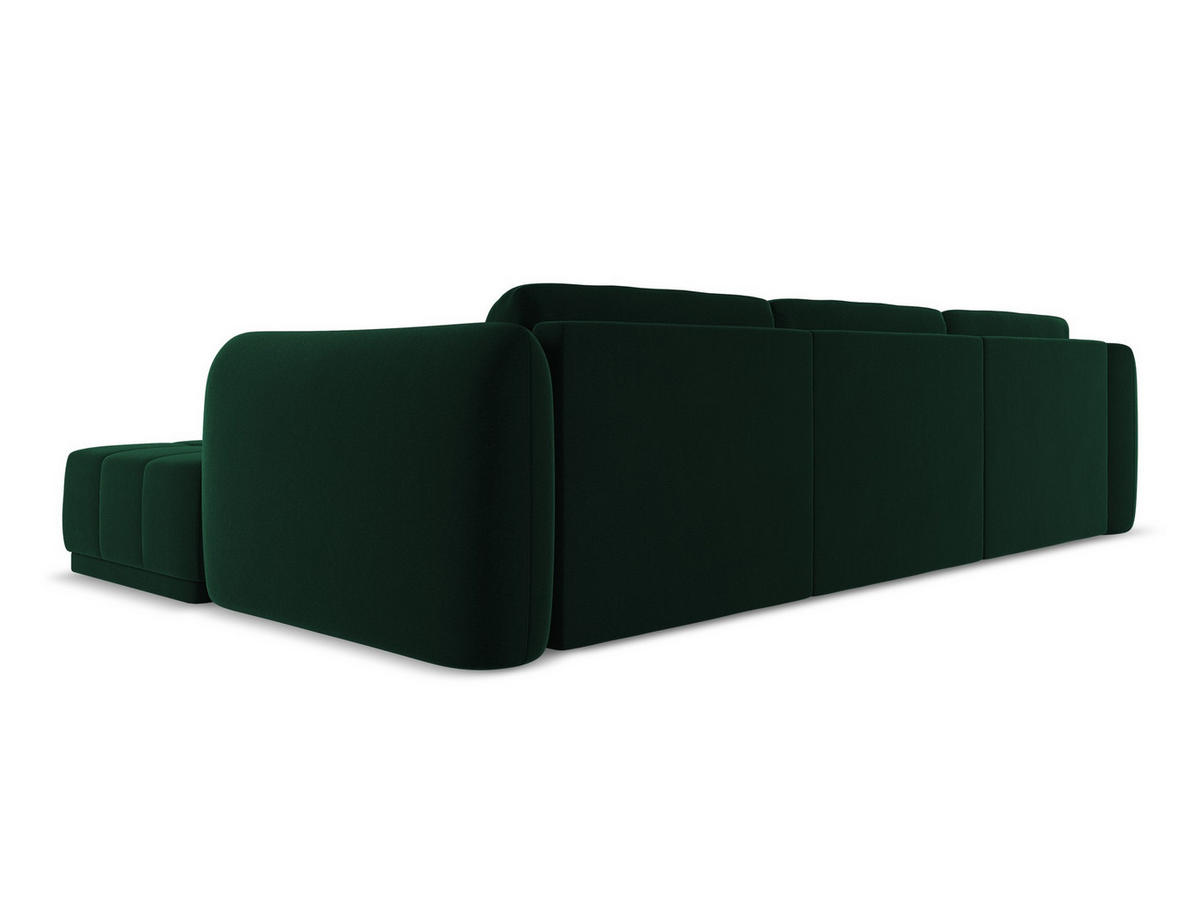 ECKSOFA Rechts Samt Stoff Grün - Dunkelgrün/Schwarz, Kunststoff/Textil (290/170cm) - Makamii