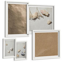 BILDER SET 5er Set - 50x50 cm & 20x30 cm & 40x60 cm Weißer Rahmen - Strandsteine natürliche Strukturen - Weiß, Kunststoff (40/60cm) - TULUP