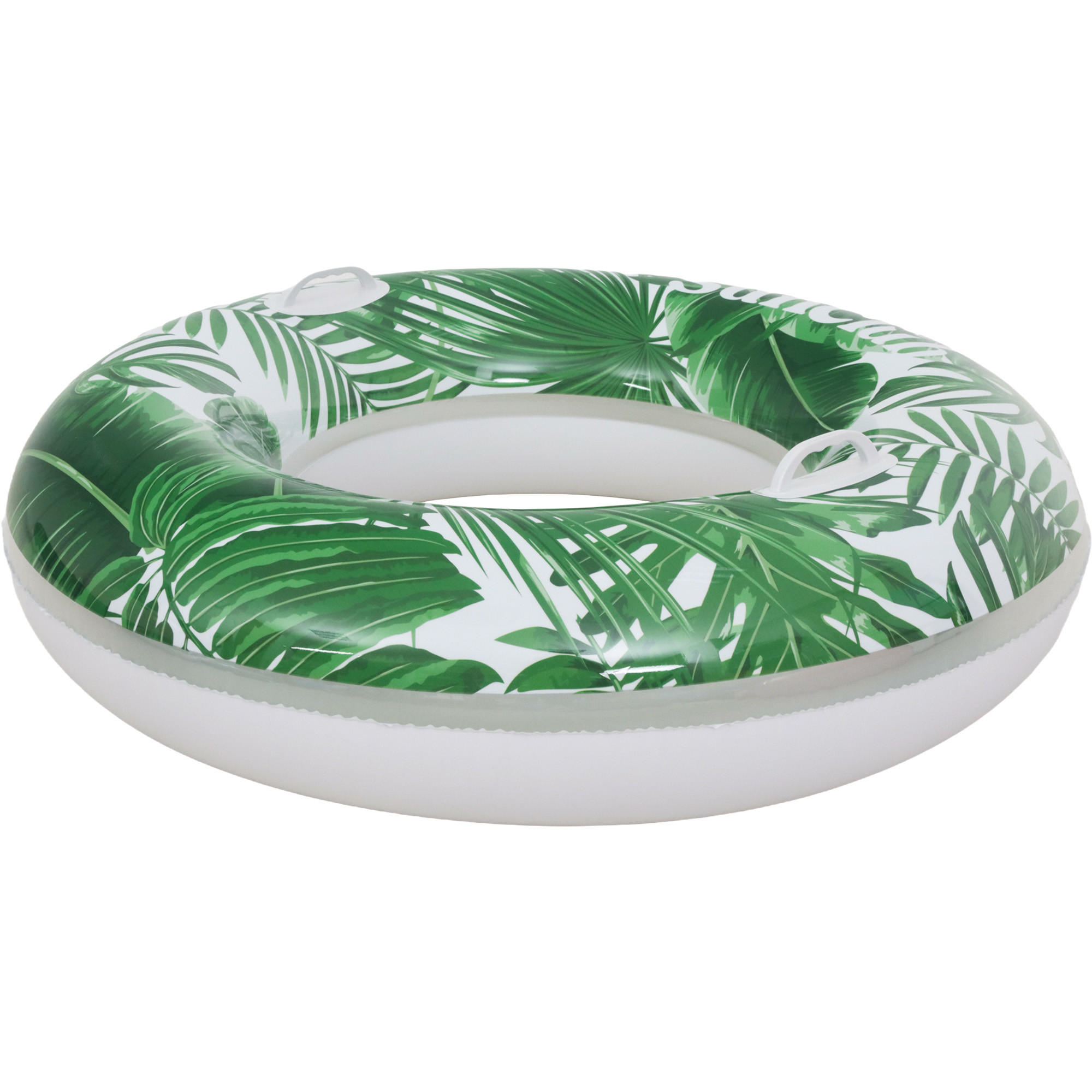 SCHWIMMREIFEN Blatt Ø100 cm mit Haltegriffen und Sicherheitsventil Blatt-Design - Grün, Kunststoff (100/100cm) - Avenli