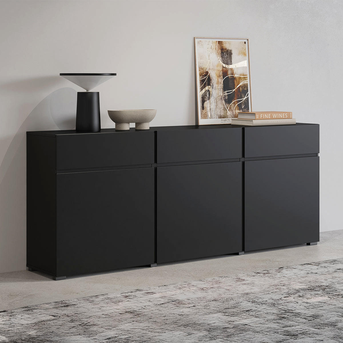 SIDEBOARD Lilia Černá - černá, kompozitní dřevo (180/78/40cm) - Petits-meubles