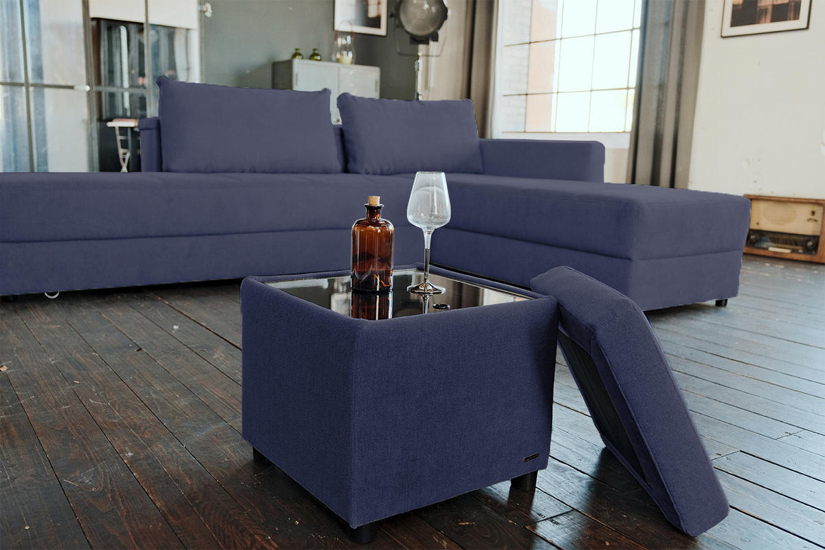 HOCKER IDA Anthrazit Webstoff - Anthrazit, Textil (45/45/45cm) - KAWOLA