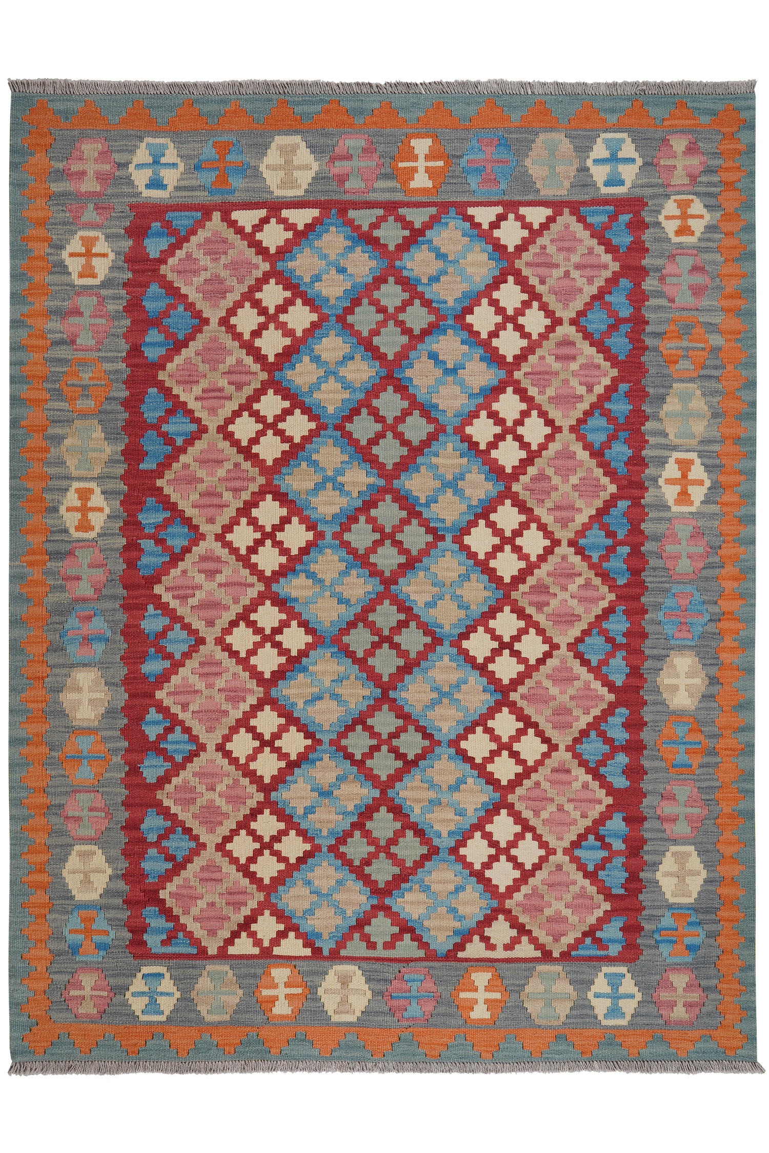 HANDWEBTEPPICH Kelim Gashgai Rot 206/159 cm Schurwolle - Rot, Textil (159/206cm) - Looma