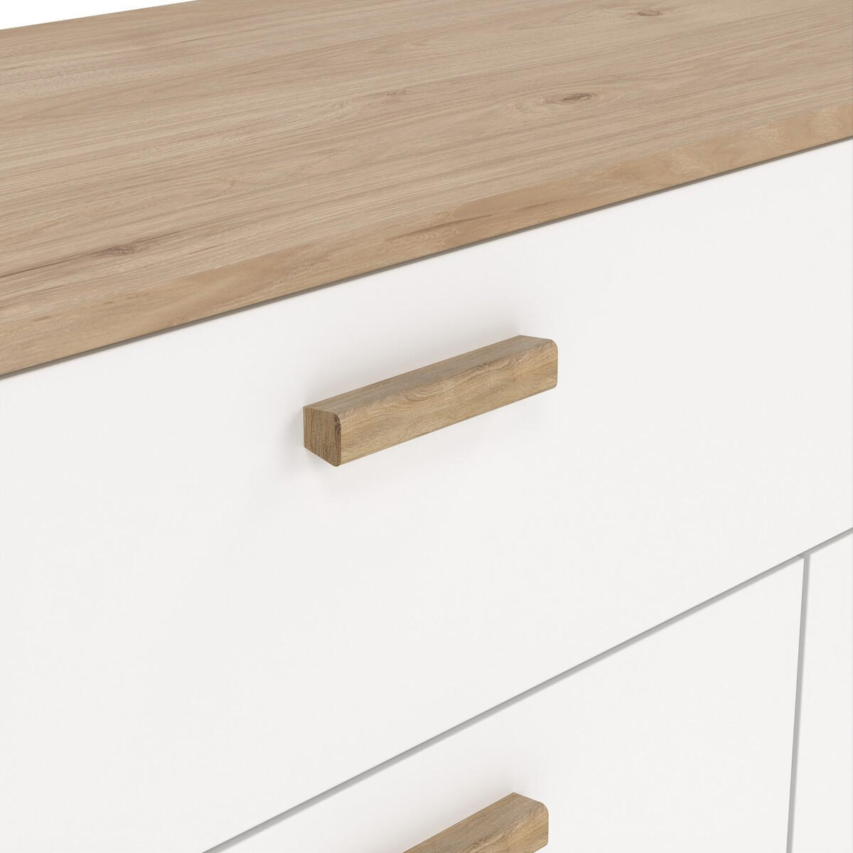 ANRICHTE mit 4 Türen, 1 Schublade Eiche Dekor und weiß storm 195,7/39,1/73 cm - Weiß, Holzwerkstoff (39.1/73/195.7cm) - Calicosy