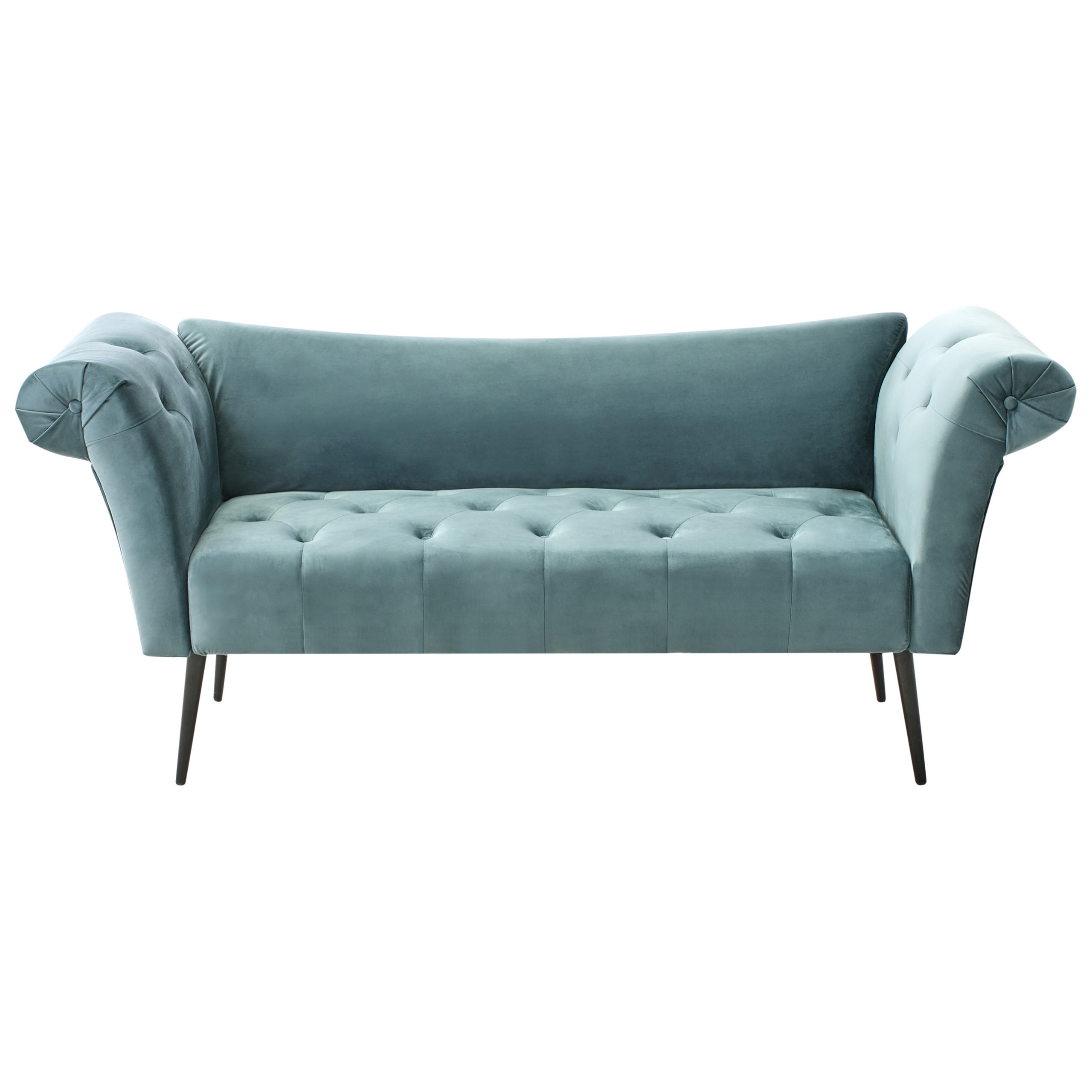 CHAISELONGUE Samtstoff Blaugrün Nantilly - Blau/Jadegrün, Textil (175/76/69cm) - Beliani