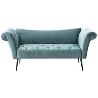 ČALOUNĚNÉ LEHÁTKO CHAISE LONGUE Sametová látka Modrozelené Nantilly - modrá/černá, textil (175/76/69cm) - Beliani