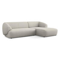 ECKSOFA Rechts Bouclé Stoff Beige - Beige/Schwarz, Kunststoff/Textil (280/156cm) - Makamii