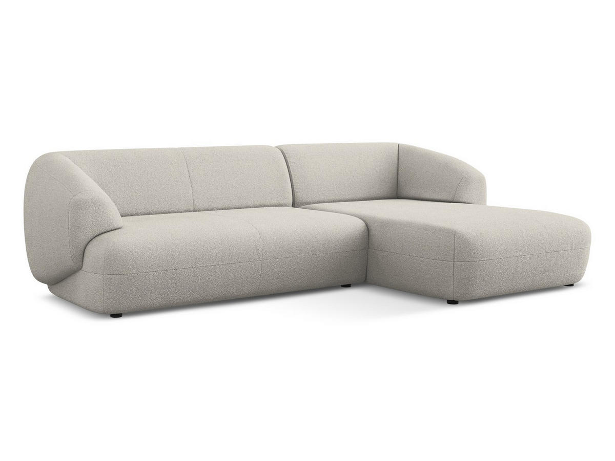 ECKSOFA Rechts Bouclé Stoff Beige - Beige/Schwarz, Kunststoff/Textil (280/156cm) - Makamii