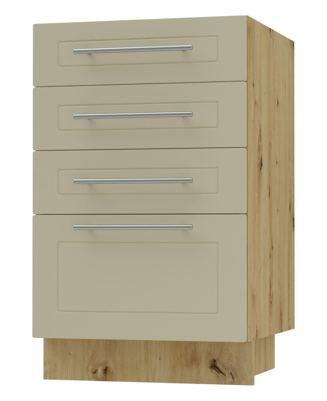 SCHUBLADENUNTERSCHRANK Kvantum D4A/40 Vanille Matt / Eiche Artisan Matt 40 / 50 / 82cm - Creme/Eiche Artisan, Holz/Holzwerkstoff (40/82/50cm) - Feldmann-Wohnen