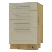 SCHUBLADENUNTERSCHRANK Kvantum D4A/40 Vanille Matt / Eiche Artisan Matt 40 / 50 / 82cm - Creme/Eiche Artisan, Holz/Holzwerkstoff (40/82/50cm) - Feldmann-Wohnen