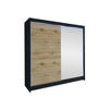 SCHWEBETÜRENSCHRANK Talin I, mit RGB LED Beleuchtung - Silberfarben/Braun, Holzwerkstoff/Metall (180/215/58cm) - MIRJAN24