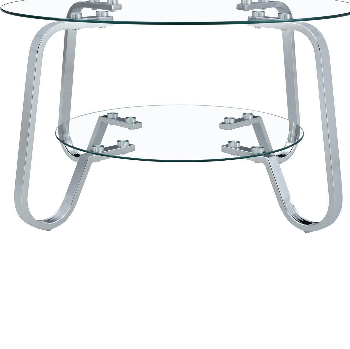 COUCHTISCH 80/80/45 cm 2-stufig mit Glasplatten und Metallgestell, elegante offene Optik, Silber - Silberfarben, Metall (80/80/45cm) - Redom