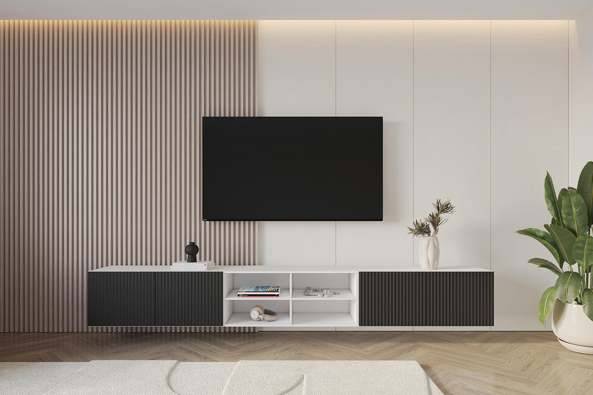 LOWBOARD NOA-2-W 3x100x40x41 cm - Weiß / Schwarz - Schwarz, Holzwerkstoff (300/40/41cm) - ALTDECOR