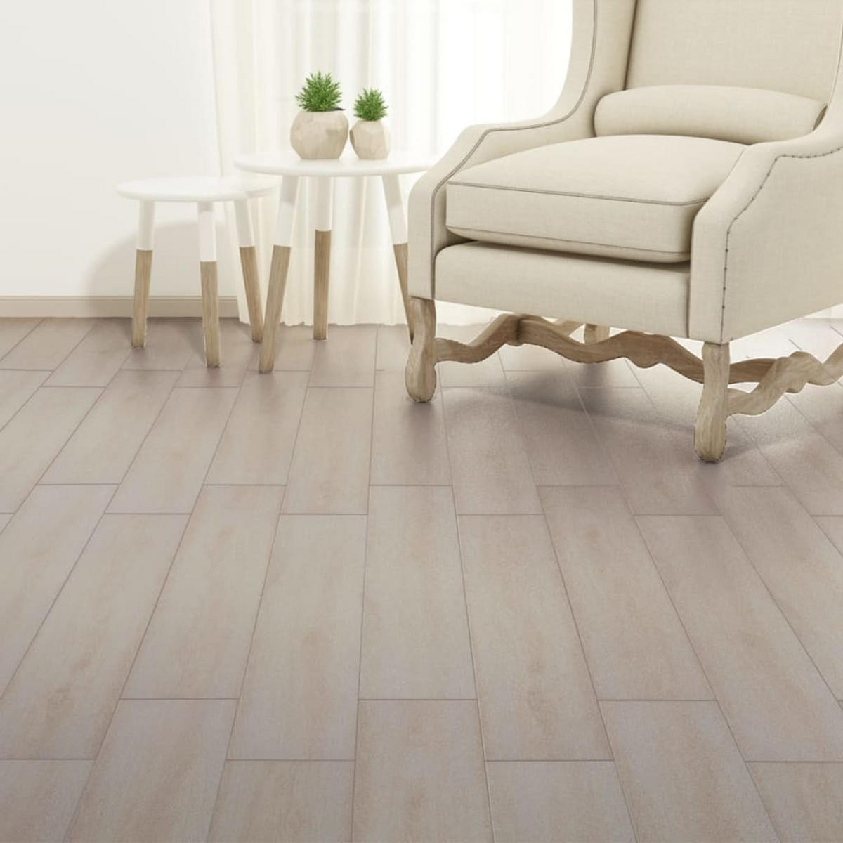 VINYLBODEN PVC-Dielen selbstklebend Hellbraun 5,02m² - Hellbraun, Kunststoff (91.5/15.2/1.3cm) - DELUKE